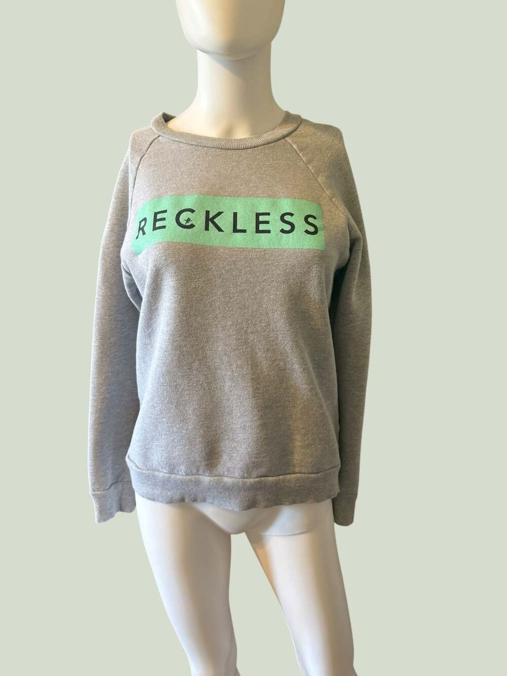 Young & Reckless Grey Sweatshirt with Green Logo Box girls  XL